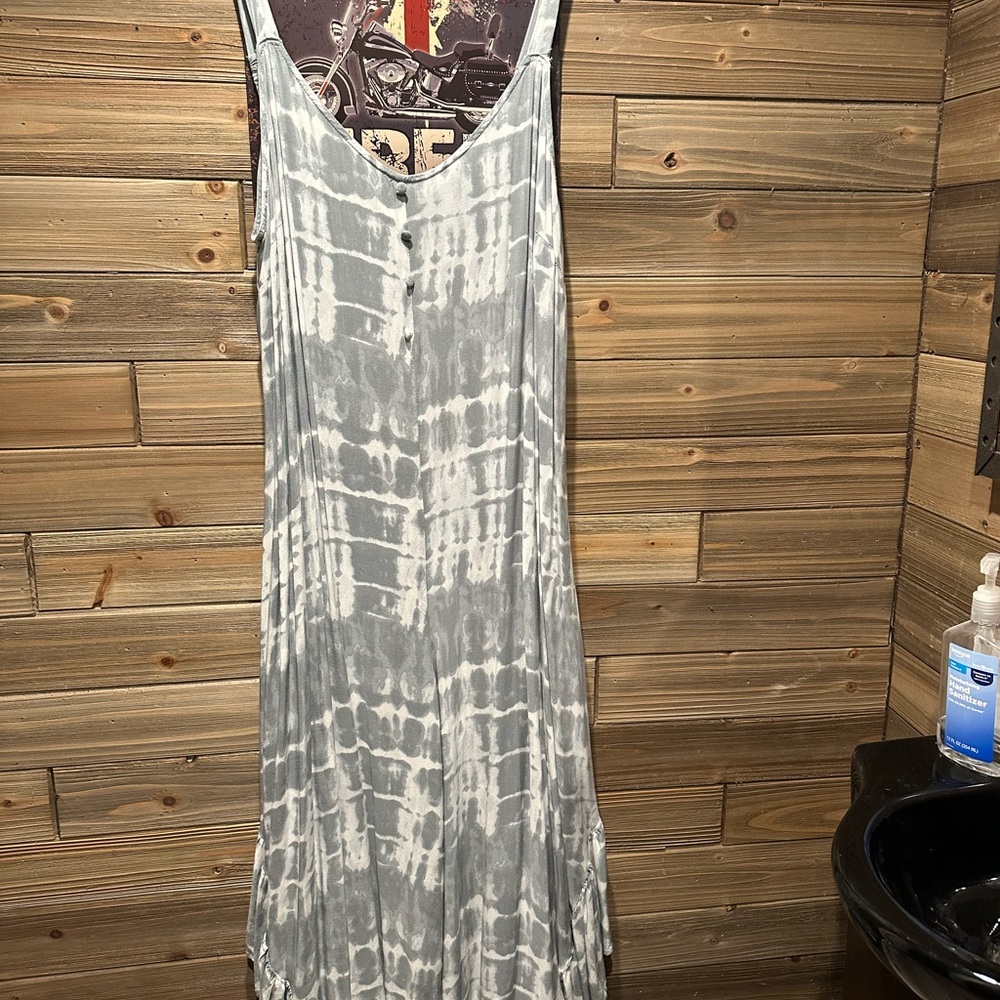 Gray Tie-Dye Maxi Dress